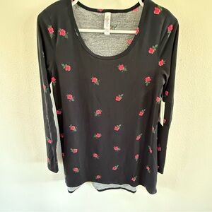 Floral Black Long Sleeve Top